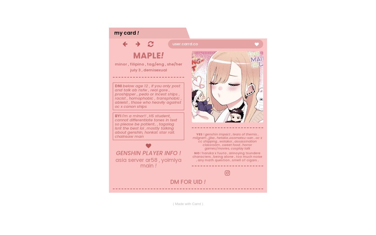 Carrd profile picture for @mapled